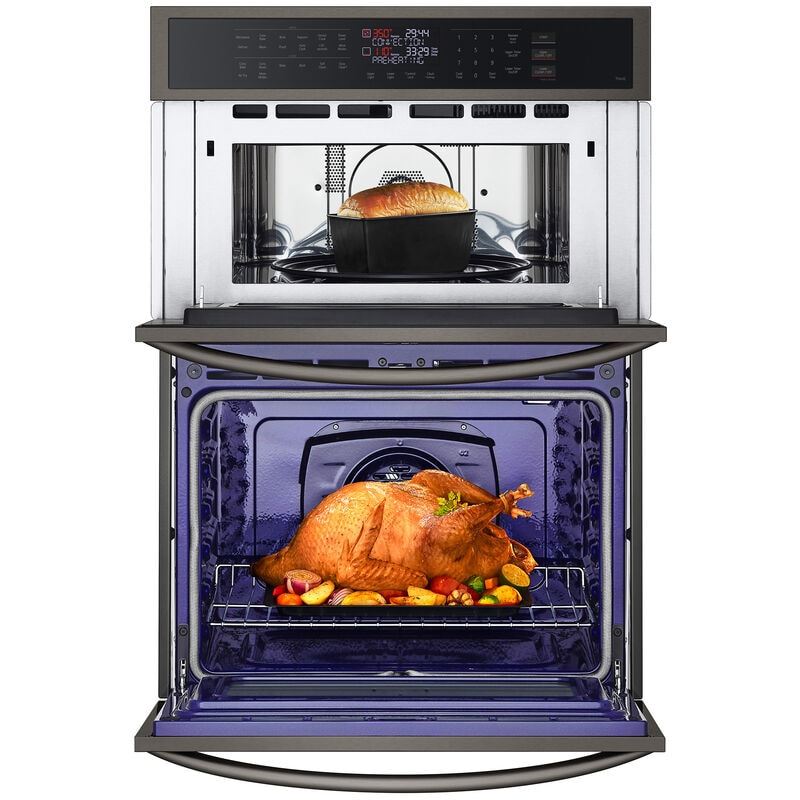 LG 30 in. 6.4 cu. ft. Electric Smart Oven/Microwave Combo Wall Oven with Standard Convection & Self Clean - PrintProof Black Stainless Steel, , hires