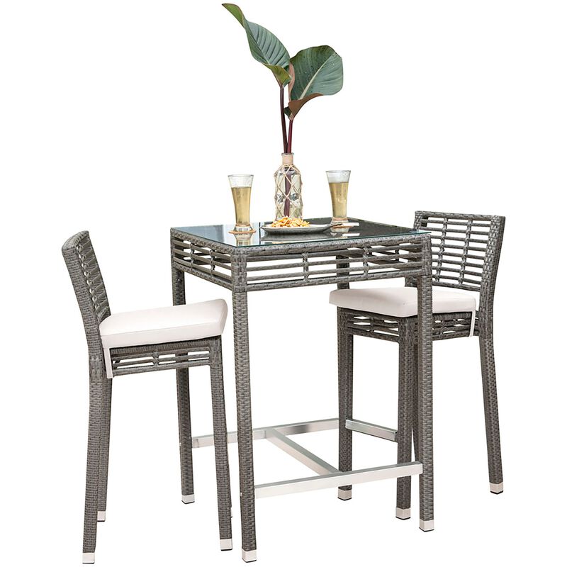 Panama Jack Panama Jack Graphite 3-Piece Pub Set with Cushions - Gray, , hires