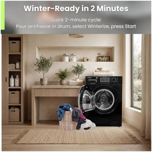 Equator Compact 24 in. 1.57 cu. ft. Electric Front Load Laundry Center with Sensor Dry, Pet & Sanitize Cycle - Black, , hires