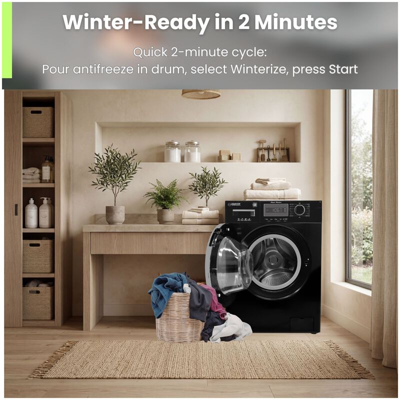 Equator Compact 24 in. 1.57 cu. ft. Electric Front Load Laundry Center with Sensor Dry, Pet & Sanitize Cycle - Black, , hires