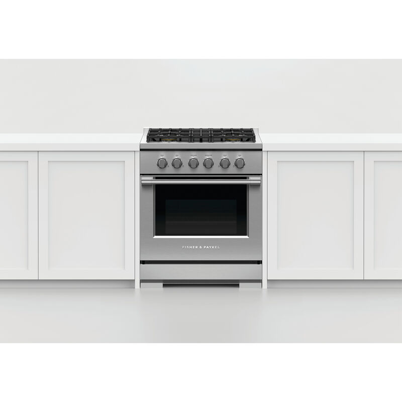 Fisher & Paykel Series 7 Professional 30 in. 4.6 cu. ft. Standard Convection Gas Range with 4 Sealed Burners - Stainless Steel, , hires