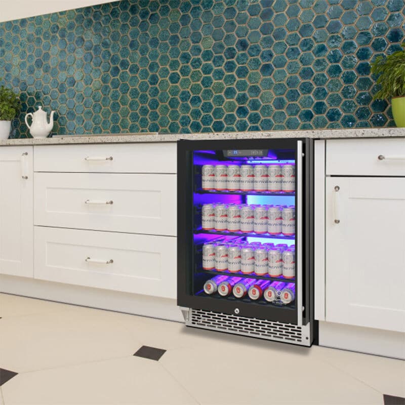 Vinotemp 24 in. Built-In/Freestanding 5.3 cu. ft. Compact Beverage Centers with Adjustable Shelves & Digital Control - Black, , hires