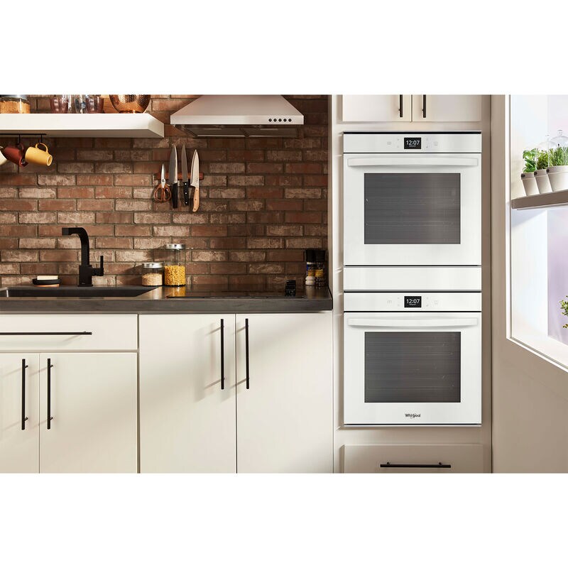 Whirlpool 24 in. 5.8 cu. ft. Smart Front Control Electric Double Wall Oven with True European Convection - White, White, hires