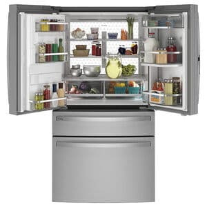 GE Profile 36 in. 27.9 cu. ft. Smart 4-Door French Door Refrigerator with Ice & Water Dispenser - Fingerprint Resistant Stainless, Fingerprint Resistant Stainless, hires