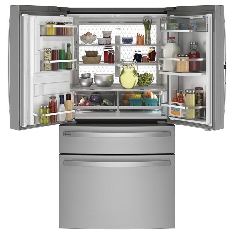 GE Profile 36 in. 27.9 cu. ft. Smart 4-Door French Door Refrigerator with Ice & Water Dispenser - Fingerprint Resistant Stainless, Fingerprint Resistant Stainless, hires
