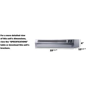 Summit 20 in. Ductless Slide-Out Style Range Hood with 2 Fan Speeds & 2 LED Lights - Stainless Steel, , hires