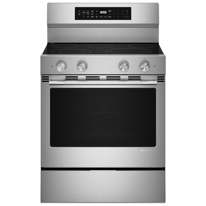 KitchenAid 30 in. 5.3 cu. ft. Smart Air-Fry True European Convection Electric Range with Radiant Burners - Fingerprint Resistant Stainless Steel, , hires