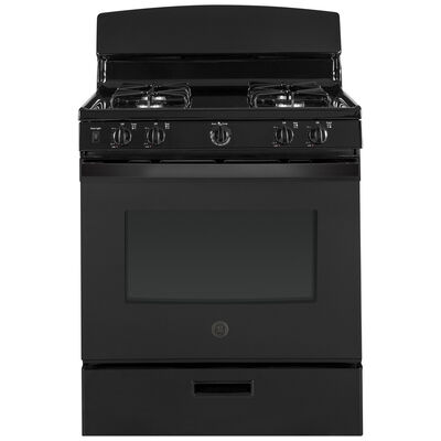 GE 30 in. 4.8 cu. ft. Gas Range with 4 Sealed Burners - Black | JGBS30DEKBB