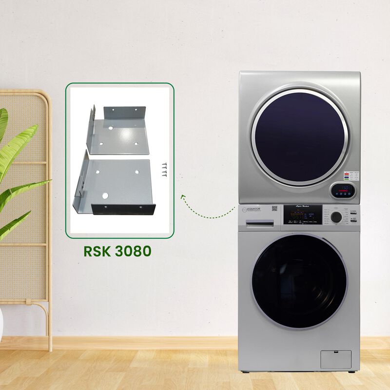 Equator 24 in. 1.6 cu. ft. Electric Front Load Laundry Center with Pet Cycle, Sanitize Cycle & Sensor Dry - Silver, Silver, hires