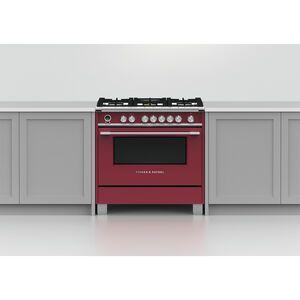 Fisher & Paykel Series 9 Classic 36 in. 4.9 cu. ft. True European Convection Dual Fuel Range with 5 Sealed Burners - Red, , hires