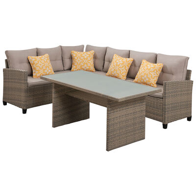 Mod Amelia 3-Piece Sectional Deep Seating Set With Chow Table - Grey | AML3PC-GRY