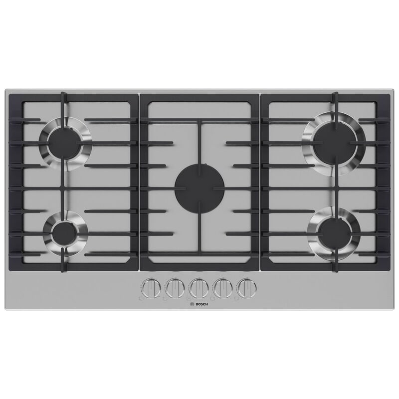 Bosch 300 Series 36 in. 5-Burner Natural Gas Cooktop with Simmer Burner & Power Burner - Stainless Steel, , hires