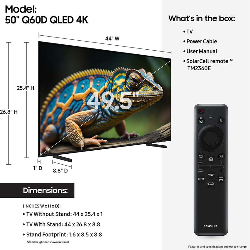 Samsung - 50" Class Q60D Series QLED 4K UHD Smart Tizen TV, , hires
