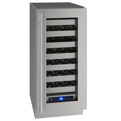 U-Line 5 Class Series 15 in. Undercounter Built-In/Freestanding Wine Cooler with Single Zone & 28 Bottle Capacity - Stainless Steel | UHWC515SG01A