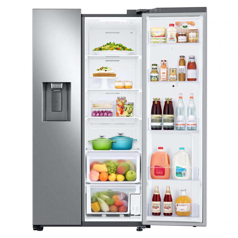 Samsung Family Hub Series36 in. 26.7 cu. ft. Smart Side by Side Refrigerator with Ice & Water Dispenser - Stainless Steel, Stainless Steel, hires