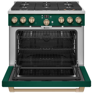 Cafe Commercial-Style 36 in. 5.7 cu. ft. Smart Air Fry Convection Oven Freestanding Dual Fuel Range with 6 Sealed Burners - Emerald Green, , hires