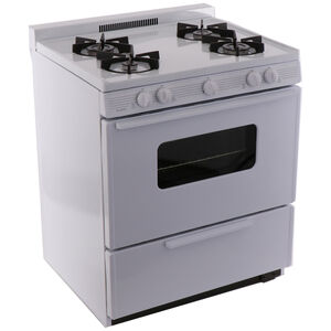 Premier 30 in. 3.9 cu. ft. Oven Freestanding Gas Range with 4 Sealed Burners - White, , hires
