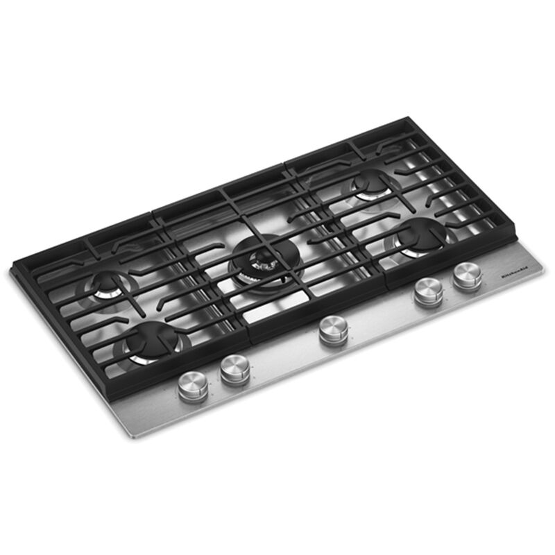 KitchenAid 36 in. 5-Burner Natural Gas Cooktop with Simmer Burner & Power Burner - Stainless Steel, , hires