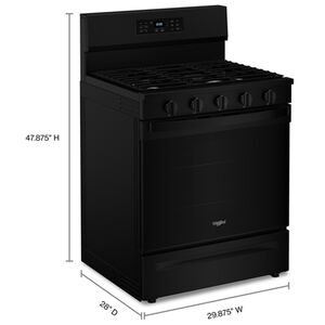 Whirlpool 30 in. 5.0 cu. ft. Air-Fry Standard Convection Gas Range with 5 Sealed Burners - Black, , hires