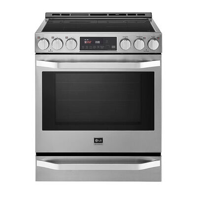 LG Studio 30 in. 6.3 cu. ft. Smart Convection Oven Slide-In Electric Range with 5 Induction Zones - Stainless Steel (Open Box Excellent Condition) | C000157868