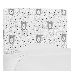 Skyline Furniture Kids Printed Cotton Fabric Queen Size Headboard-Bear Sketch White, , hires