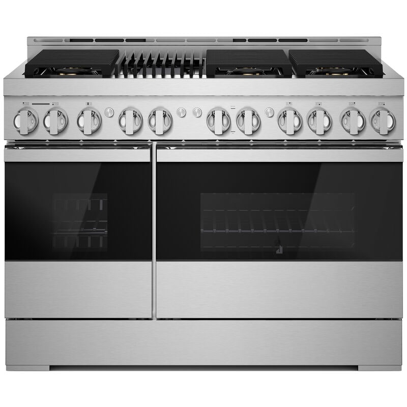 JennAir Noir Series 48 in. 6.3 cu. ft. Smart True European Convection Double Oven Dual Fuel Range with 6 Sealed Burners & Grill - Stainless Steel, , hires