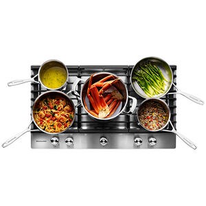 KitchenAid 36 in. 5-Burner Natural Gas Cooktop with Simmer Burner & Power Burner - Stainless Steel, , hires