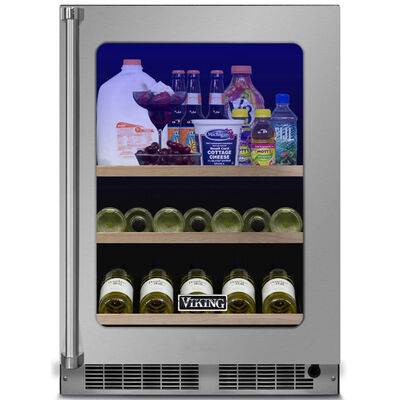 Viking 5 Series 24 in. Built-In/Freestanding 5.5 cu. ft. Compact Beverage Center with Adjustable Shelves & Digital Control - Stainless Steel | VBUI5241GSS