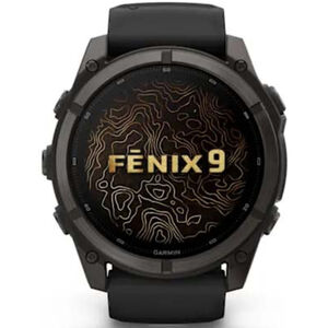 Garmin fenix 9 51 mm, AMOLED Smart Watch - Carbon Gray DLC Titanium with Black Silicone Band, , hires