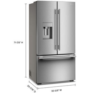 KitchenAid 36 in. 23.9 cu. ft. Counter Depth French Door Refrigerator with Ice & Water Dispenser - Stainless Steel with PrintShield Finish, , hires