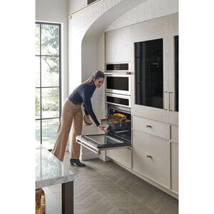 Monogram Statement Series 30 in. 5 cu. ft. Smart Speed Electric Single Wall Oven with True European Convection - Stainless Steel, , hires