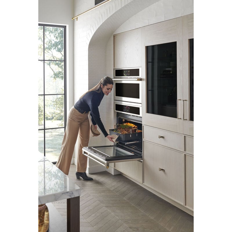 Monogram Statement Series 30 in. 5 cu. ft. Smart Speed Electric Single Wall Oven with True European Convection - Stainless Steel, , hires