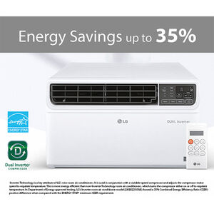 LG 8,000 BTU Smart Energy Star Window Air Conditioner with Dual Inverter, Sleep Mode & Remote Control - White, , hires