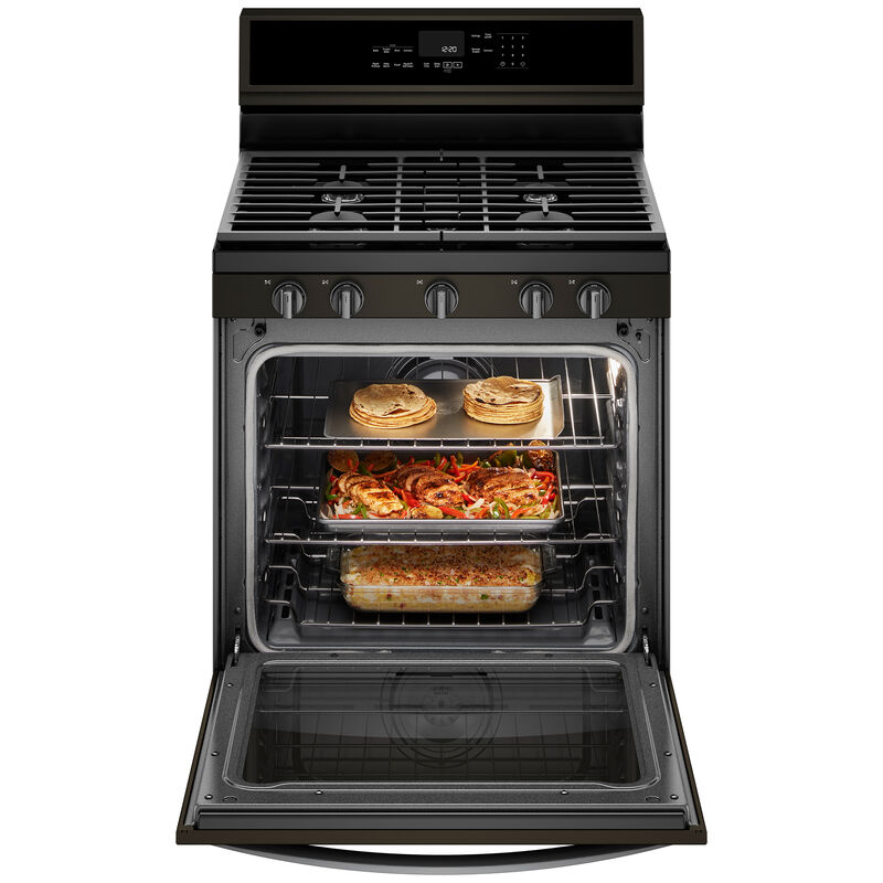 Whirlpool 30 in. 5.8 cu. ft. Smart Convection Oven Freestanding Gas Range with 5 Sealed Burners & Griddle - Black Stainless, , hires
