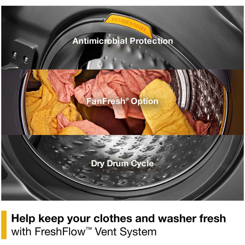 Whirlpool 28 in. 4.5 cu. ft. Smart Gas Front Load Laundry with UV Clean Technology, FreshFlow Vent System, Sensor Dry, Sanitize & Steam Cycle - Radiant Silver, Radiant Silver, hires