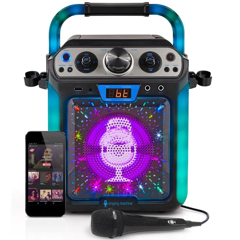 Singing Machine Groove Cube Hype Bluetooth, Stand Alone Karaoke Machine, LED Lights - Black, , hires