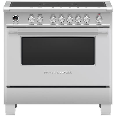 Fisher & Paykel Series 9 Classic 36 in. 4.9 cu. ft. Convection Oven Slide-In Electric Range with 5 Induction Zones - Stainless Steel | OR36SCI6X1