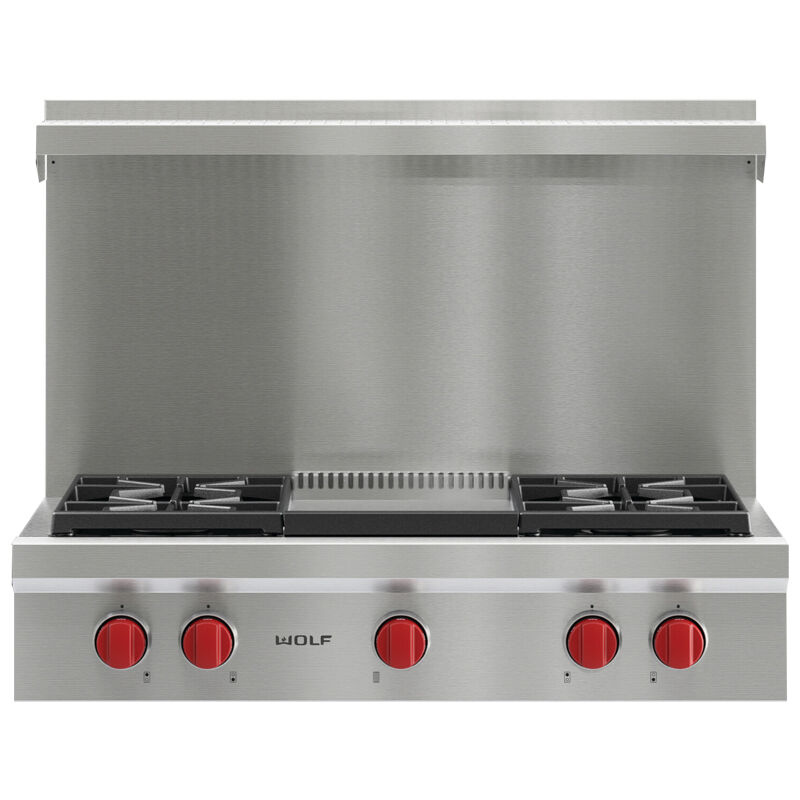 Wolf 36" Gas Rangetop with 4 Burners and Griddle,Stainless Steel P.C