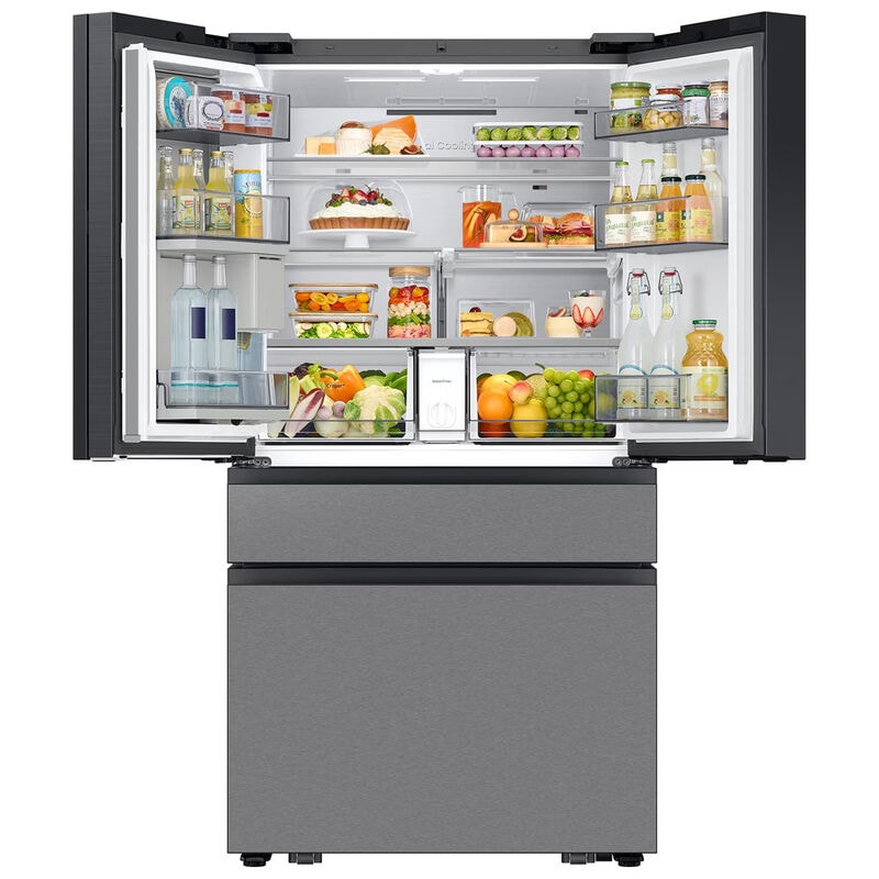 Samsung Bespoke 36 in. 28.6 cu. ft. Smart 4-Door French Door Refrigerator with AI Family Hub+, Beverage Center & Internal Water Autofill Pitcher - Charcoal Glass, , hires