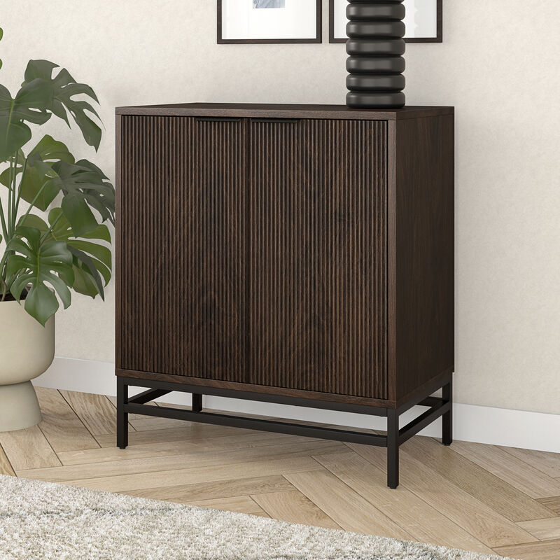 Hudson & Canal Montello 28" Wide Rectangular Fluted Accent Cabinet - Alder Brown, , hires