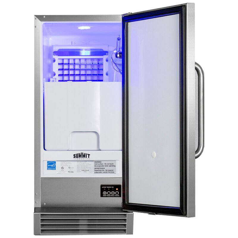 Summit 15 in. Built-In Undercounter Commercial-Use Ice Maker with 25 lb. Ice Storage, Auto-Defrost & Digital Control - Stainless Steel, , hires