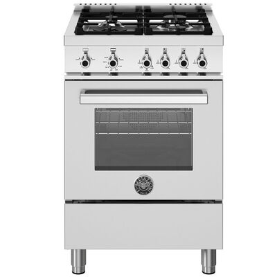 Bertazzoni Professional Series 24 in. 2.5 cu. ft. Convection Oven Freestanding Natural Gas Range with 4 Sealed Burners - Stainless Steel | PRO244GASXV