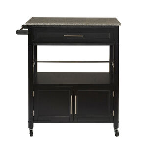 Madison Kitchen Cart with Granite Top-Black, , hires