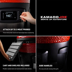 Kamado Joe Big Joe Konnected Joe Charcoal Grill & Smoker with Push-Button Ignition System - Red, , hires