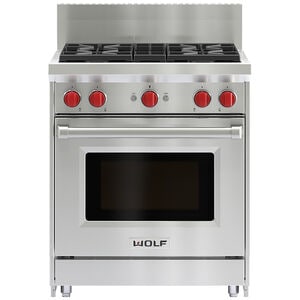 Wolf 30 in. 4.4 cu. ft. Standard Convection Gas Range with 4 Sealed Burners - Stainless Steel, , hires