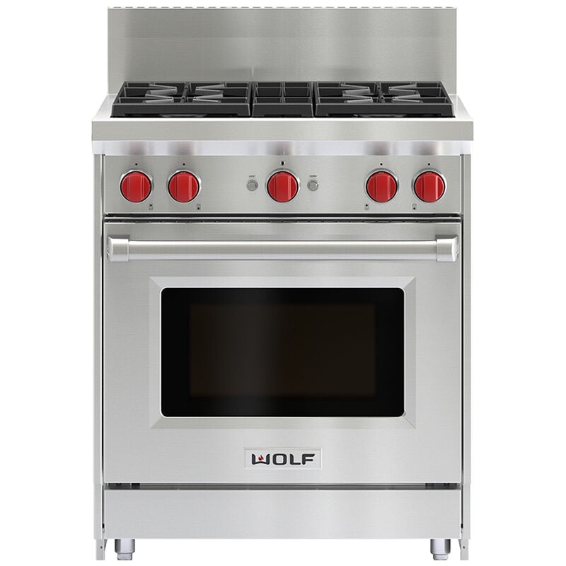 Wolf 30 in. 4.4 cu. ft. Standard Convection Gas Range with 4 Sealed Burners - Stainless Steel, , hires