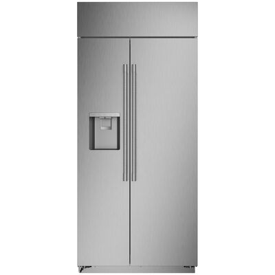 Monogram 36 in. 21.6 cu. ft. Built-In Smart Side-by-Side Refrigerator with Ice & Water Dispenser- Stainless Steel | ZISS360DNSS