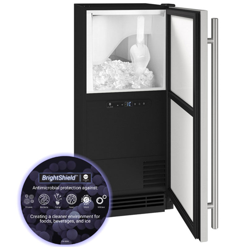 U-Line 15 in. Ice Maker with 25 Lbs. Ice Storage Capacity, Clear Ice Technology & Digital Control - Stainless Steel, , hires