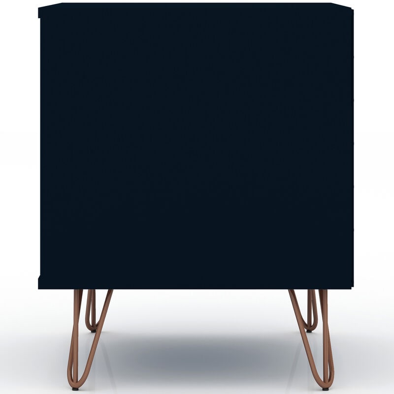 Manhattan Comfort Rockefeller Mid-Century Modern 1-Drawer Nightstand Tatiana Midnight Blue, Midnight Blue, hires