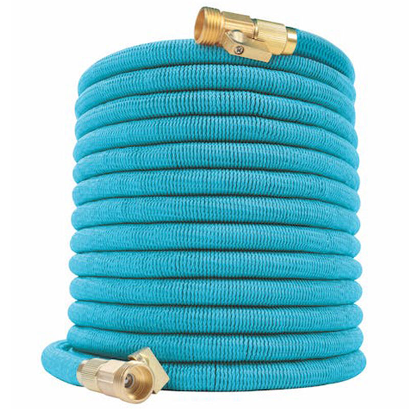 Aqua Joe 5/8 in. Dia. x 100 ft. No-Kink Expandable Garden Hose with Heavy-Duty Brass Valve and Flow Control